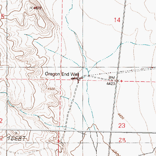 Topographic Map of Oregon End Well, OR