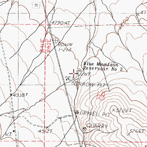 Topographic Map of Blue Mountain Reservoir Number Two, OR