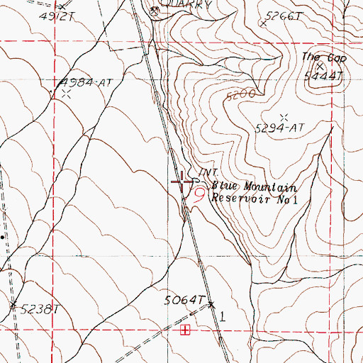 Topographic Map of Blue Mountain Reservoir Number One, OR