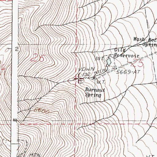 Topographic Map of Burnout Spring, OR