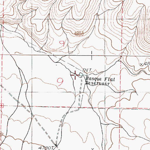Topographic Map of Basque Flat Reservoir, OR