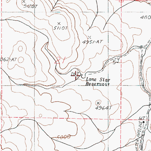 Topographic Map of Lone Star Reservoir, OR