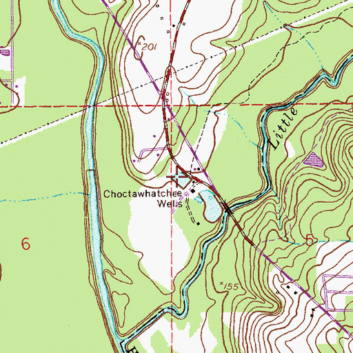 Topographic Map of Choctawhatchee Wells, AL