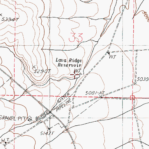 Topographic Map of Lava Ridge Reservoir, OR