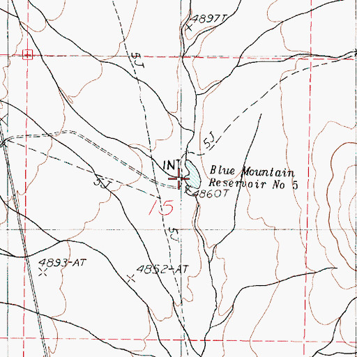 Topographic Map of Blue Mountain Reservoir Number Five, OR
