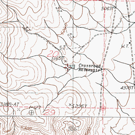 Topographic Map of Crossroad Reservoir, OR