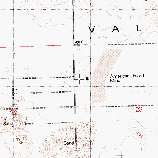Topographic Map of American Fossil Mine, OR