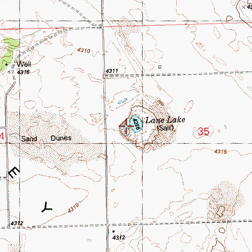 Topographic Map of Lane Lake, OR