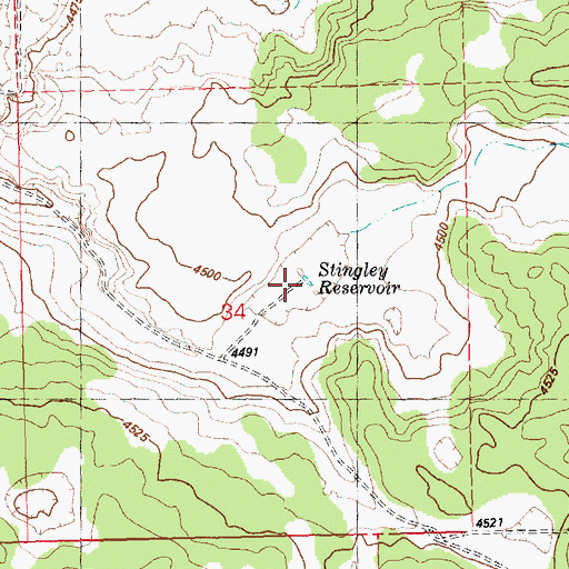 Topographic Map of Stingley Reservoir, OR