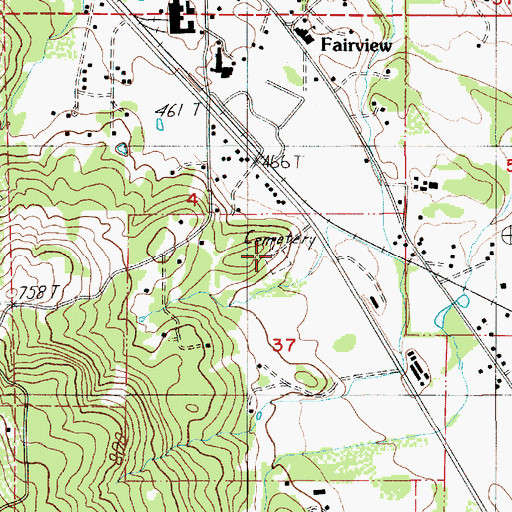 Topographic Map of Linn Memorial Cemetery, OR