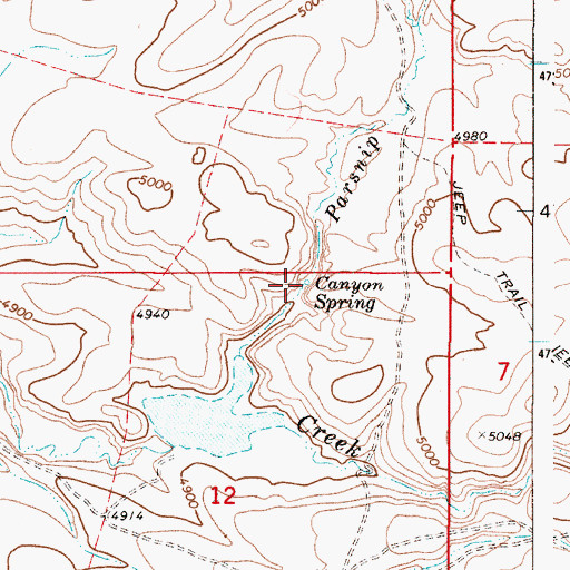 Topographic Map of Canyon Spring, OR