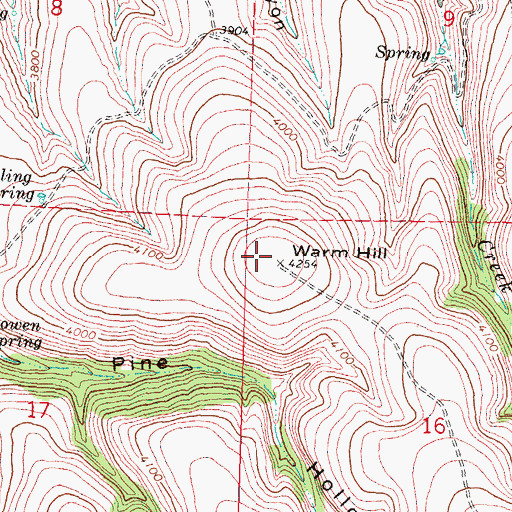 Topographic Map of Warm Hill, OR