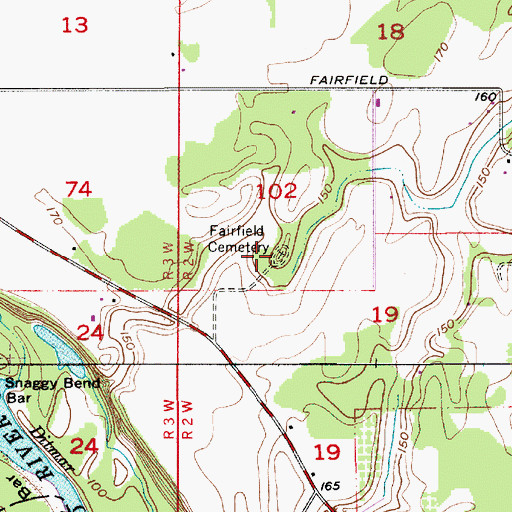Topographic Map of Fairfield Cemetery, OR
