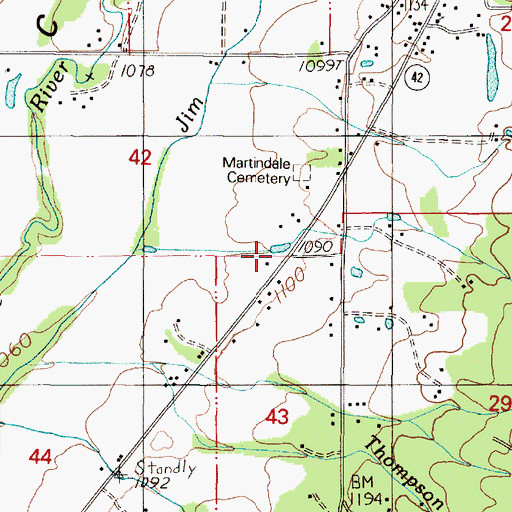 Topographic Map of Thrush Reservoir, OR