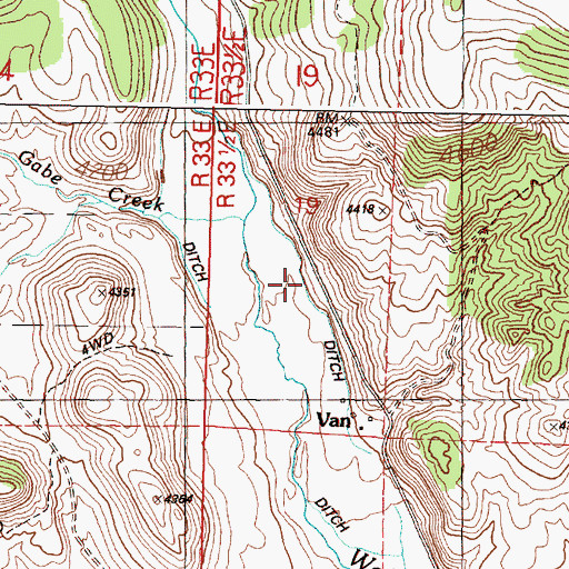 Topographic Map of Cleveland Ditch, OR