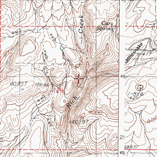 Topographic Map of Rattlesnake Gulch, OR