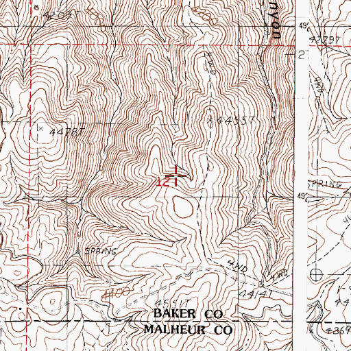 Topographic Map of Nickols Spring, OR