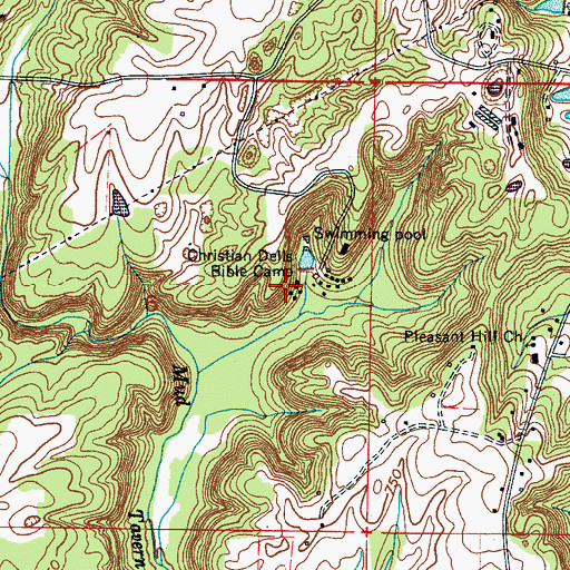 Topographic Map of Christian Dells Bible Camp, AL