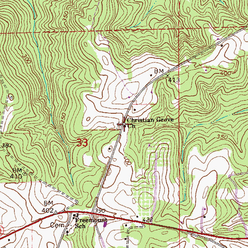 Topographic Map of Christian Grove Church, AL