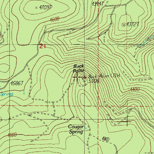 Topographic Map of Buck Point Lookout, OR