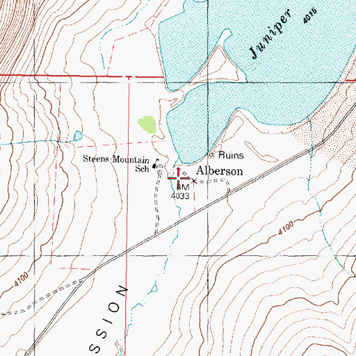 Topographic Map of Alberson (historical), OR