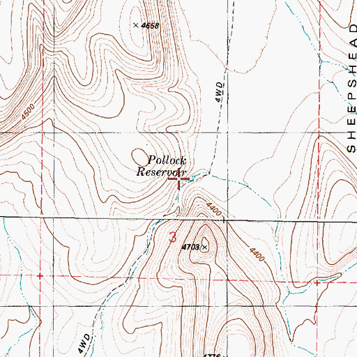 Topographic Map of Pollock Reservoir, OR