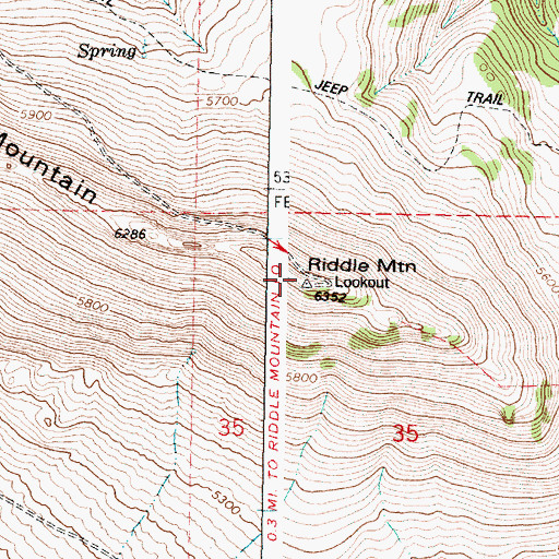 Topographic Map of Riddle Mountain Lookout, OR