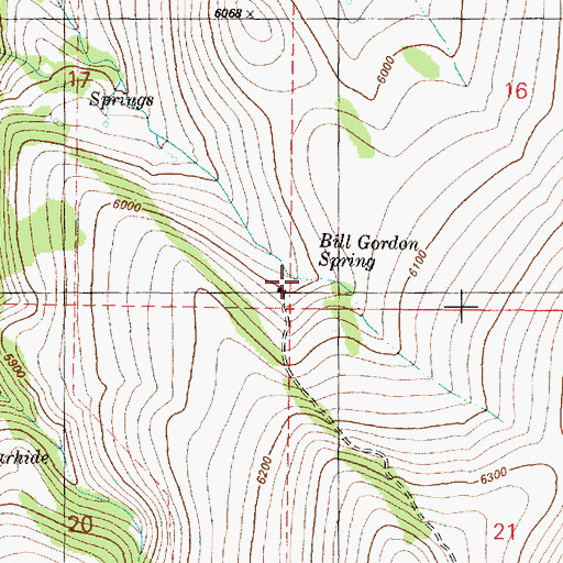 Topographic Map of Bill Gordon Spring, OR