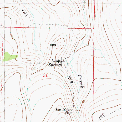 Topographic Map of Leppy Springs, OR