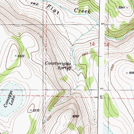 Topographic Map of Courtwrights Spring, OR