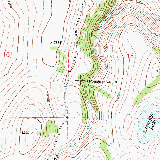 Topographic Map of Comegys Cabin, OR
