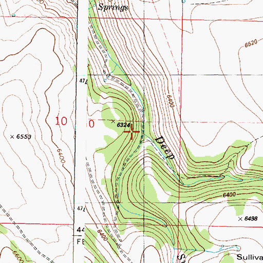 Topographic Map of Sullivan Creek, OR