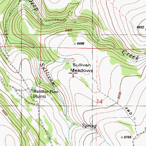 Topographic Map of Sullivan Meadows, OR