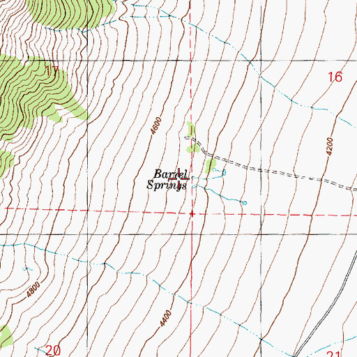 Topographic Map of Barrel Springs, OR