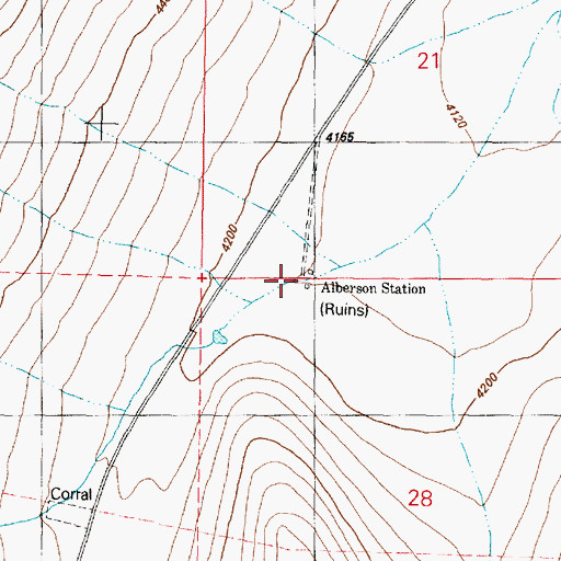 Topographic Map of Alberson Station (historical), OR