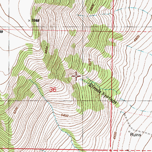 Topographic Map of Strode Springs, OR