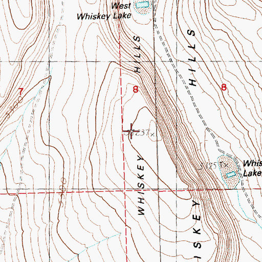 Topographic Map of Whiskey Hills, OR