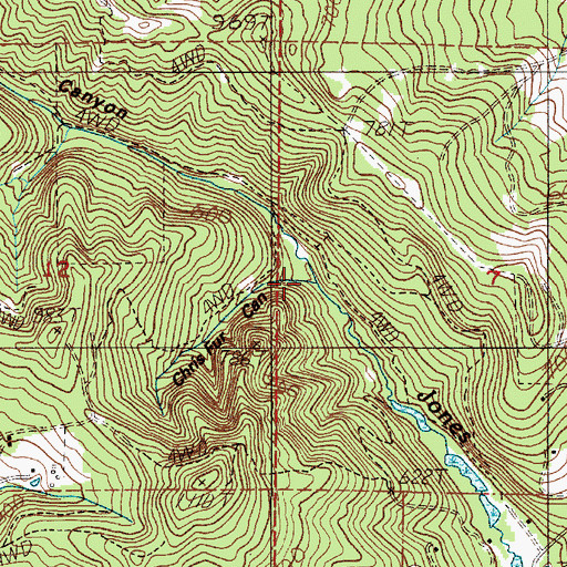 Topographic Map of Chris Fur Canyon, OR