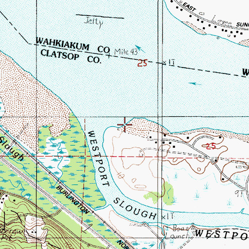 Topographic Map of Westport Beach, OR