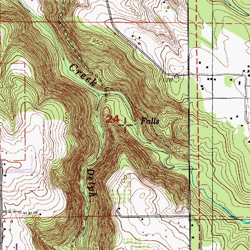 Topographic Map of Middle Falls, OR
