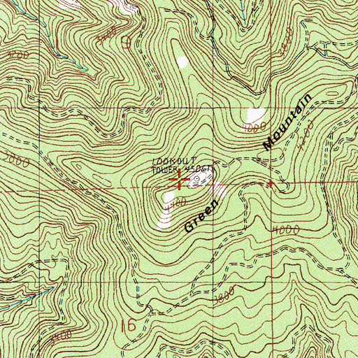 Topographic Map of Green Mountain Lookout Tower, OR