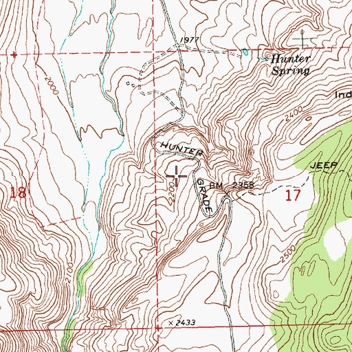 Topographic Map of Hunter Grade, OR