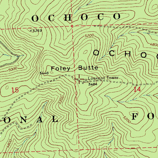Topographic Map of Foley Butte Lookout Tower, OR
