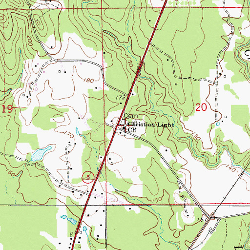 Topographic Map of Christian Light Church, AL