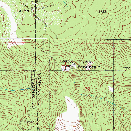 Topographic Map of Trask Mountain Lookout, OR