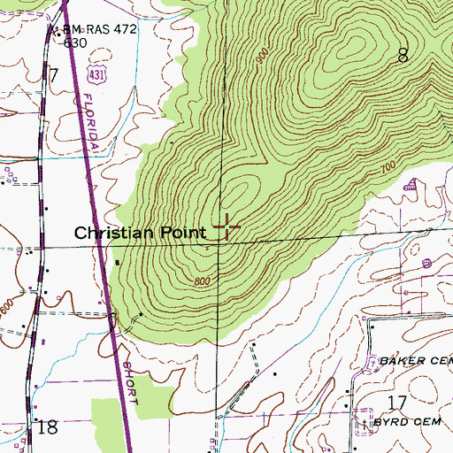 Topographic Map of Christian Point, AL