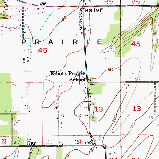 Topographic Map of Elliott Prairie, OR
