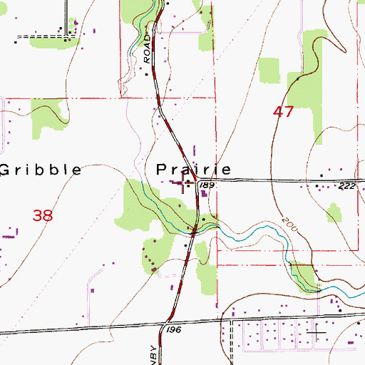 Topographic Map of Gribble (historical), OR