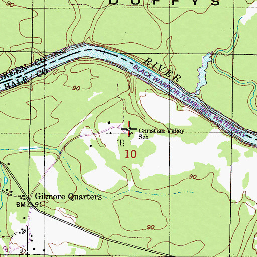 Topographic Map of Christian Valley School (historical), AL