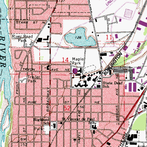 Topographic Map of Oregon School for the Deaf, OR